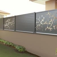Clôture Aluminium Alulam RAL 7016 avec panneau décor floral