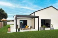 Pergola bioclimatique aluminium Alusun adossée 4x4 avec lames parallèles